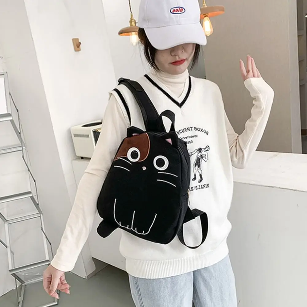 Kawaii Cat Schoolbags for Kids Girls Lightweight Canva Casual Travel Shoulder Bags Cute Kindergarten Childrens Mini Backpacks