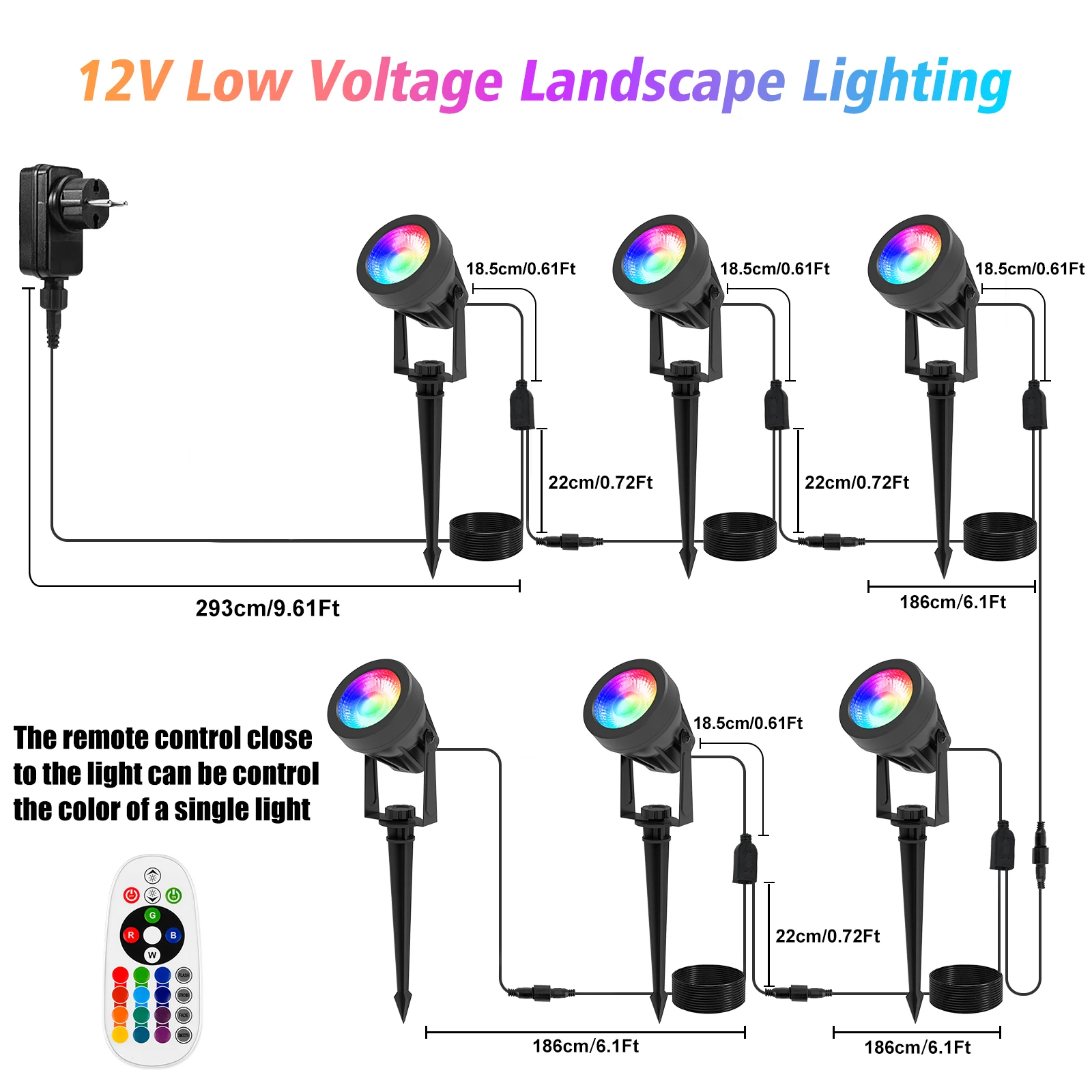 COB RGB Led مصابيح حديقة مصباح حديقة الجهد المنخفض إضاءة المناظر الطبيعية مقاوم للماء مصابيح خارجية حديقة الديكور الإضاءة في الهواء الطلق #3