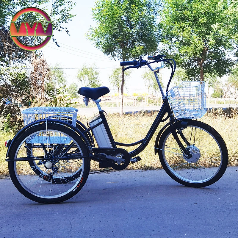 24-inch Tricycle Electric Tricycle 350W motor 3-wheeled Bicycle Tricycle Adult Cargo electric bicycle with basket