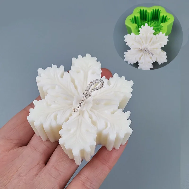 Christmas Snowflake Handmade Soap Epoxy Candle Mold Food Grade Fondant Mousse Baking Mould Hexagonal Aromatherapy Silicone Molds