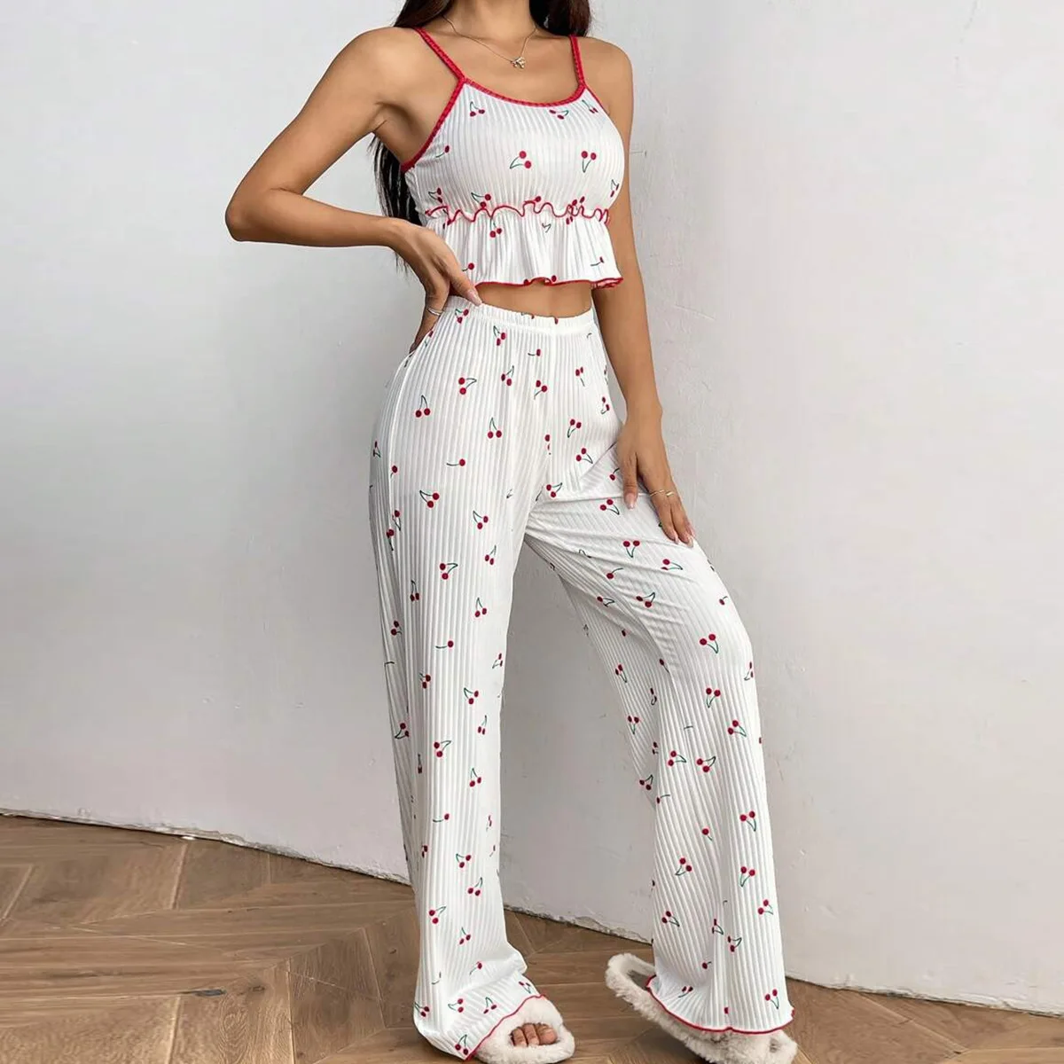 European and American vestido para mujer sling vest trousers printed pajamas casual women outfits sexy loungewear two-piece suit, going out tops