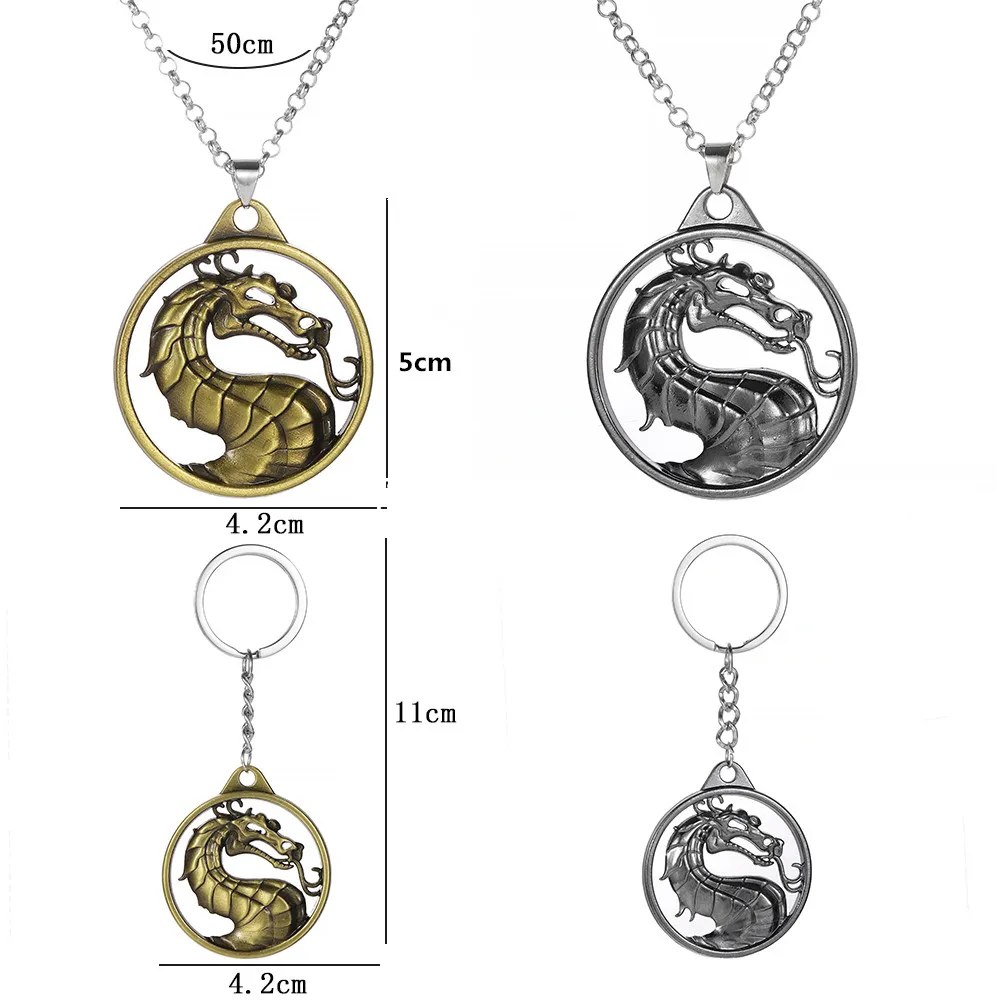 Classic Fighting Key Chain Games Mortal Kombat Peripheral Keychain Hip Hop Style Dragon Head Keyring Collection Accessories image 6