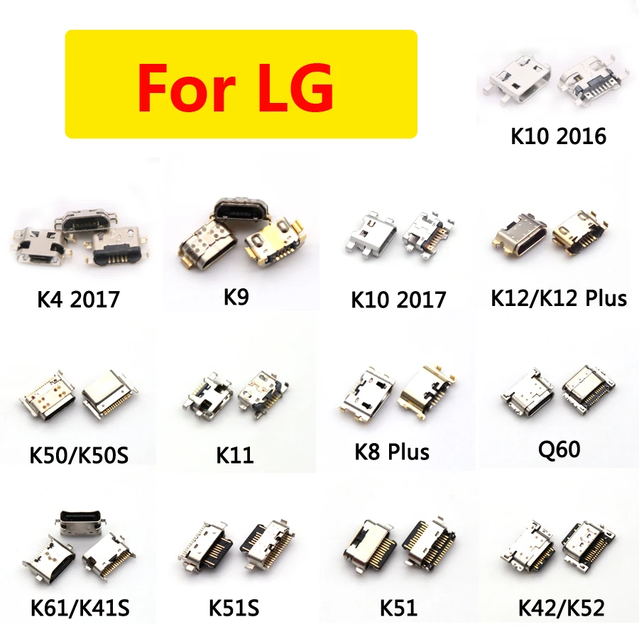 50Pcs/lot For LG K8 K12 Plus K50 K50S K41 K41S K51 K51S K61 K42 K52 K4 K10 2017 Micro USB Charging Connector Jack Plug Dock Port