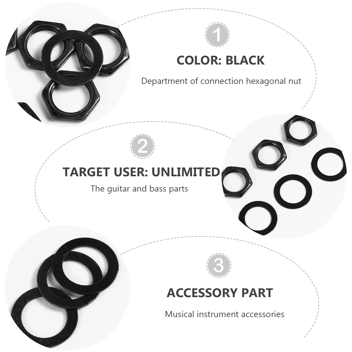 

20 pcs M9 Nut Gasket Potentiometer Set Metal Durable Rust Resistant Guitar Accessories Gasket Potentiometer Guitar Fittings