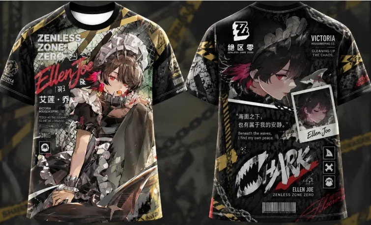 2026 Zenless Zone Zero Ellen Joe 3D Full Print T-shirt, Double sided Anime Game Character Pattern Street Wear T-shirt, Unisex