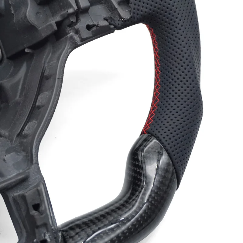 For Volkswagen Steering Wheel Horn Cover Golf6 GTI MK6 Carbon Fiber Half Perforated Red Line Red Center Mark Horn Shell