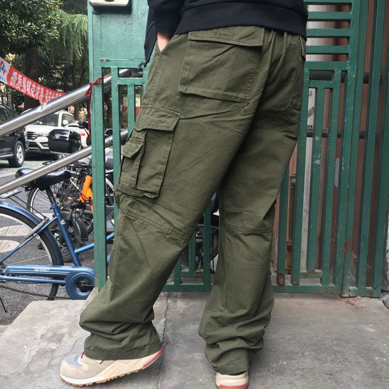 150kg Plus Size Fat Men's Work Cargo Pants Male Loose Multi-pocket Casual Straight Sports Trousers Outdoor Tactical Baggy Pants