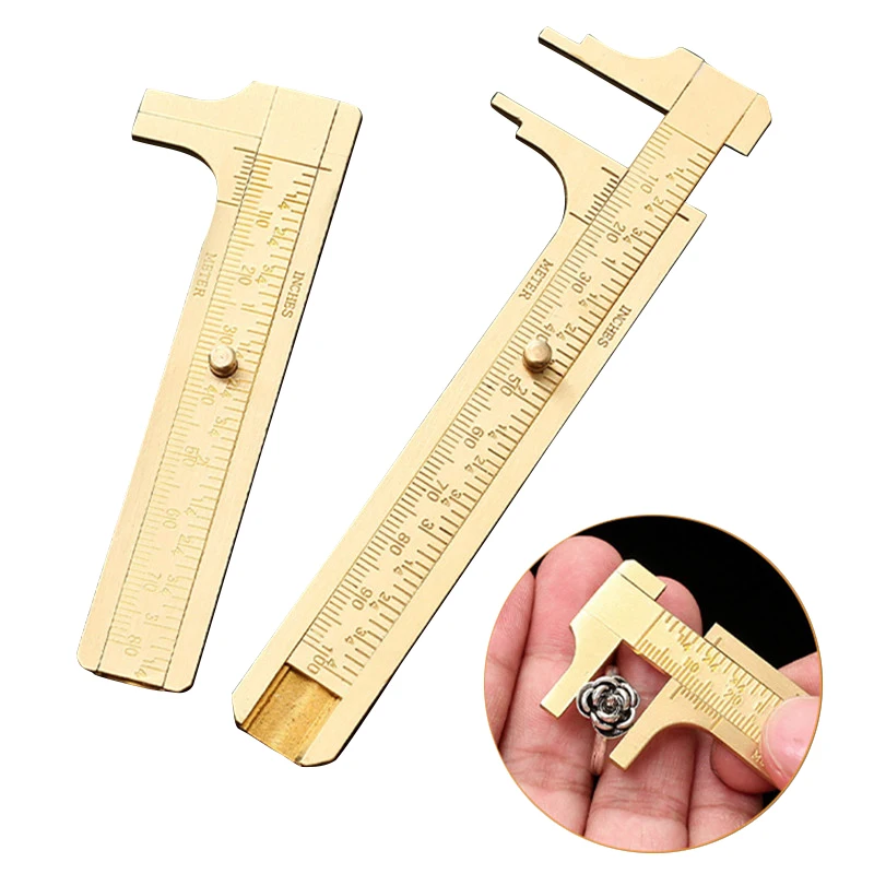 Mini Vernier Caliper Brass Metric Imperial MM INCH Small Portale Ruler Measure Tool Slide Length Gauge Copper Caliber Craft DIY