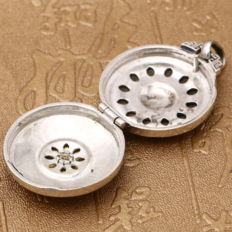 925 Sterling Silver Tibetan Mantra Gau Box Pendant Necklace - Vintage Amulet for Men & Women