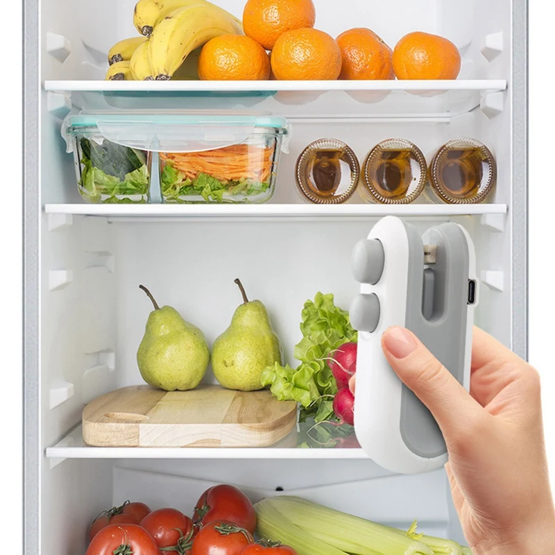 2Pcs Mini Bag Sealer,USB Rechargeable Chip Bag Sealer Heat Seal Tool,Portable Handheld Vacuum Food Sealer, Bag Sealer