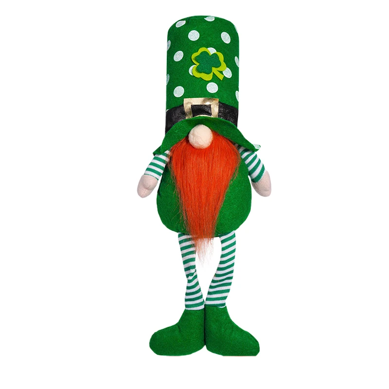 Irish Holiday Doll, No Face Shamrock Stuffed Doll Desktop Toy Home Decor Party Favor Present