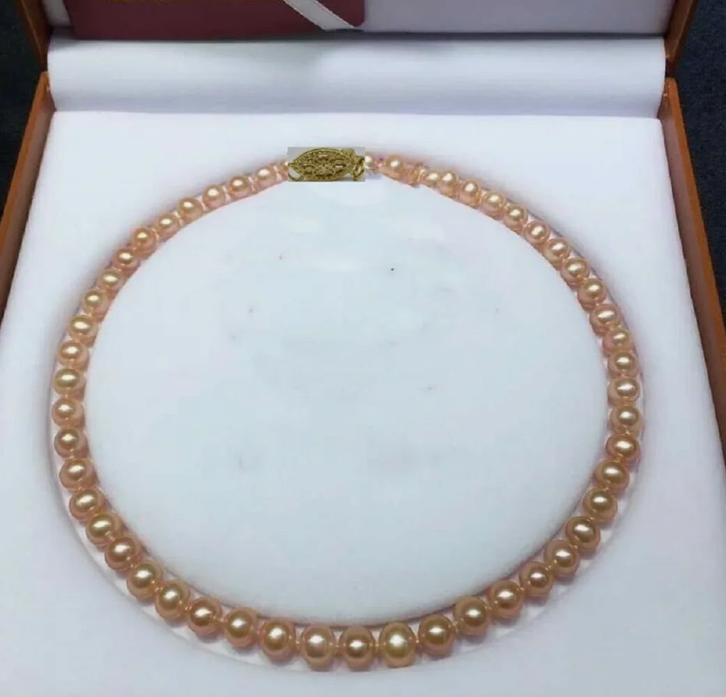 Perfect AAA+7-8mm True South Sea Natural Pink 14K Pearl Necklace 18 inches 16 inches20in  24in 26in 28in 30in