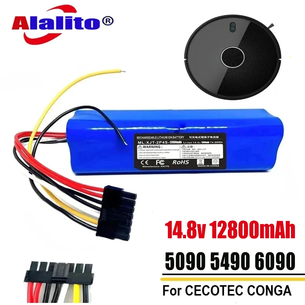 

New 14.8V 12800mAh INR18650 MH1-4S2P-300S Robot Battery for Cecotec Conga 5090 5490 6090 Robotic Vacuum Cleaner