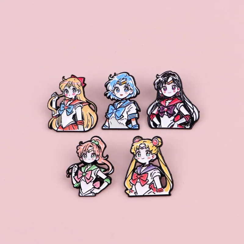 

New Anime Kawaii Sailor Moon Metal Brooch Cute Cartoon Creative Animation Peripheral Clothes Bags Badges Ornaments Holiday Gifts