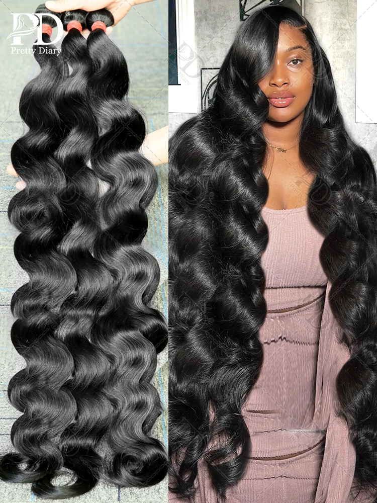 10A Body Wave Bundles 1/3/4 Bundles Deal 100% Raw Human Hair Extensions Peruvian Hair Weaving Natural Black Virgin Hair 30 Inch