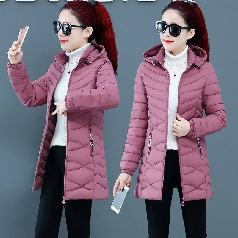 

Ladies Long Warm Coat Women Ultra Light Down Cotton Jacket Women's Overcoats Hip-Length Hooded Winter 2023 Female Thick Clothes