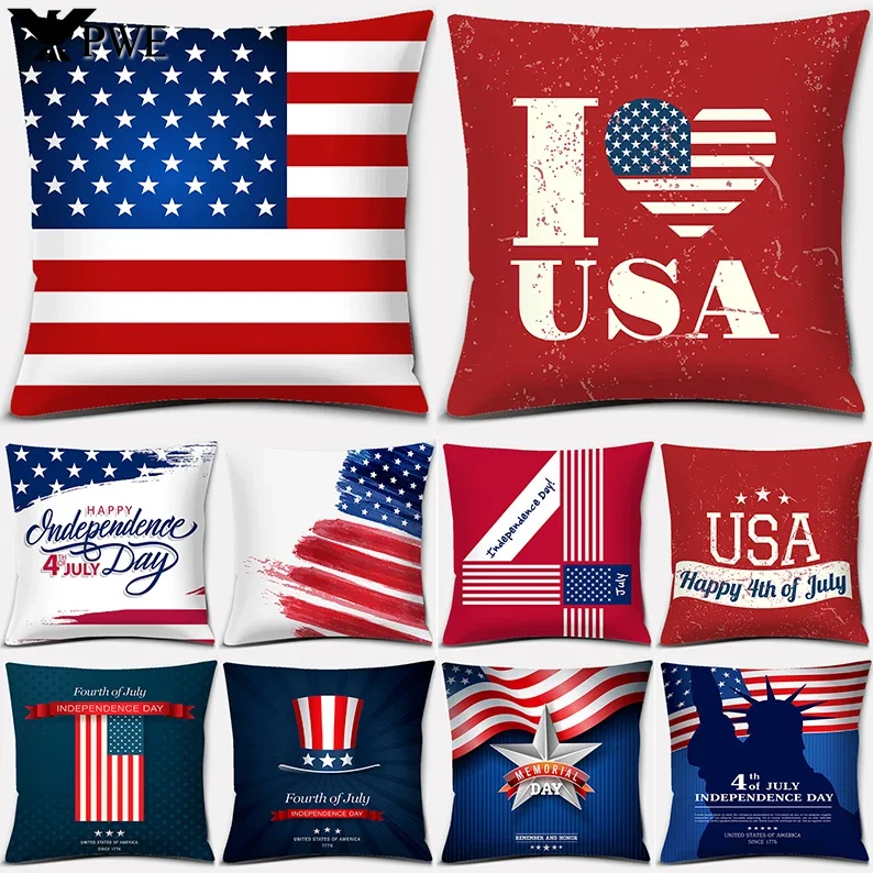 

American Independence Day Series LOVE USA Printed Square Home Decoration Pillowcase Cojines Decorativos Para Sofá Akcesoria Kuch