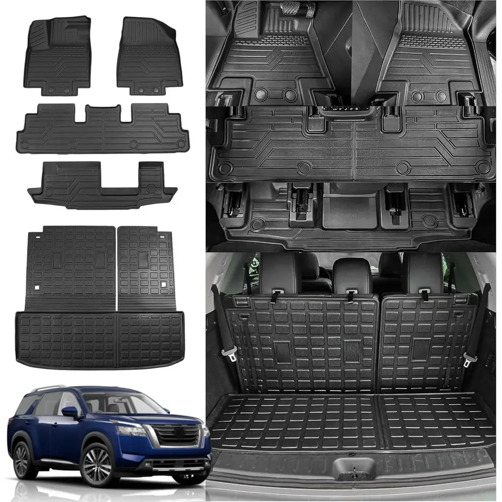 

Floor Mats Compatible with 2022-2024 2025 Nissan Pathfinder 7&8 Seats Cargo Liner Cargo Mat Trunk Liner Back Seat Cover Accessor