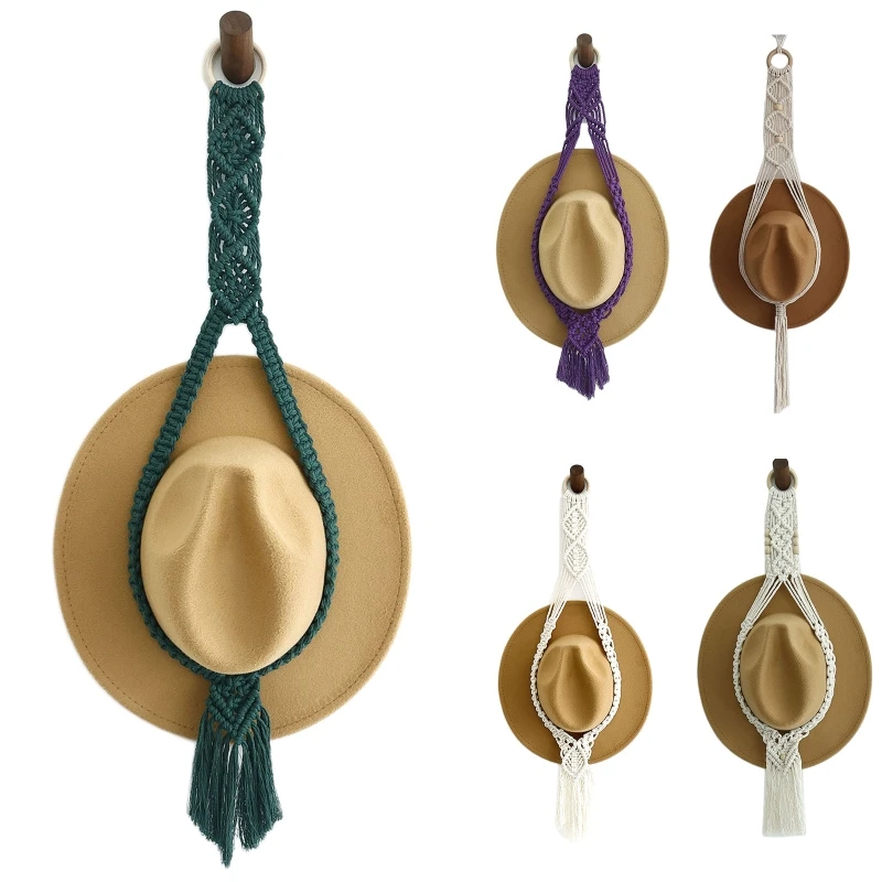 Multilayer Boho Cotton Hanging Hat Organizer Display Rack Storage Cap Holder Scarf Hanger Nordic Macrame Tapestry Wall Decor