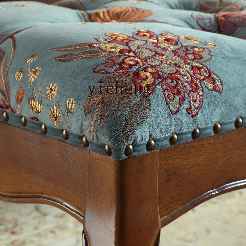 

ZZ solid wood fabric bedside modern simple shoe changing stool room decoration