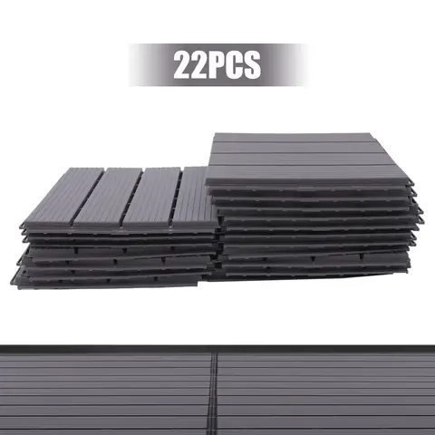 22 पीस लकड़ी प्लास्टिक कम्पोजिट आँगन डेक टाइलें, 12 8 best sales अलंकार - №4