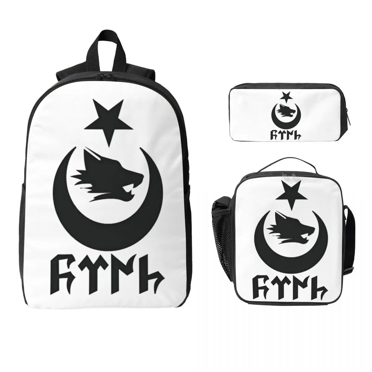 

Bozkurt Song Logo Backpack Boys Girls BookBag School Bag Computer Shoulder Bags 3ps Insulated Lunch Bag Pencil Case