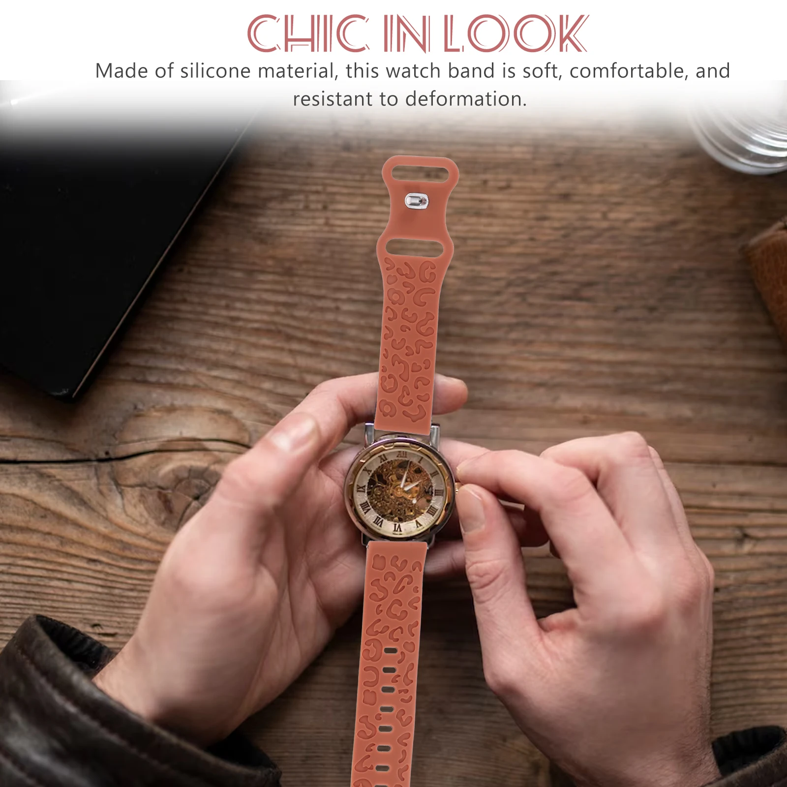 

2Pcs Adjustable Watchbands Saddle Brown Walnut Color Soft Silicone Material Perfect for Sports Everyday Wear