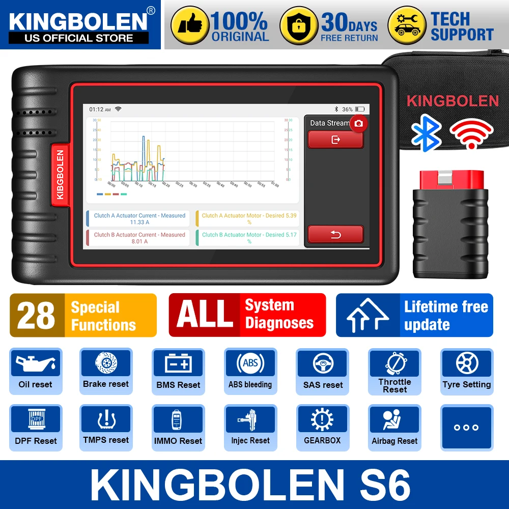 KINGBOLEN S6 Car diagnostic tool OBD 2 Scanner all system code reader lifetime Free update PK LAUNCH CRP919E THINKCAR MAX