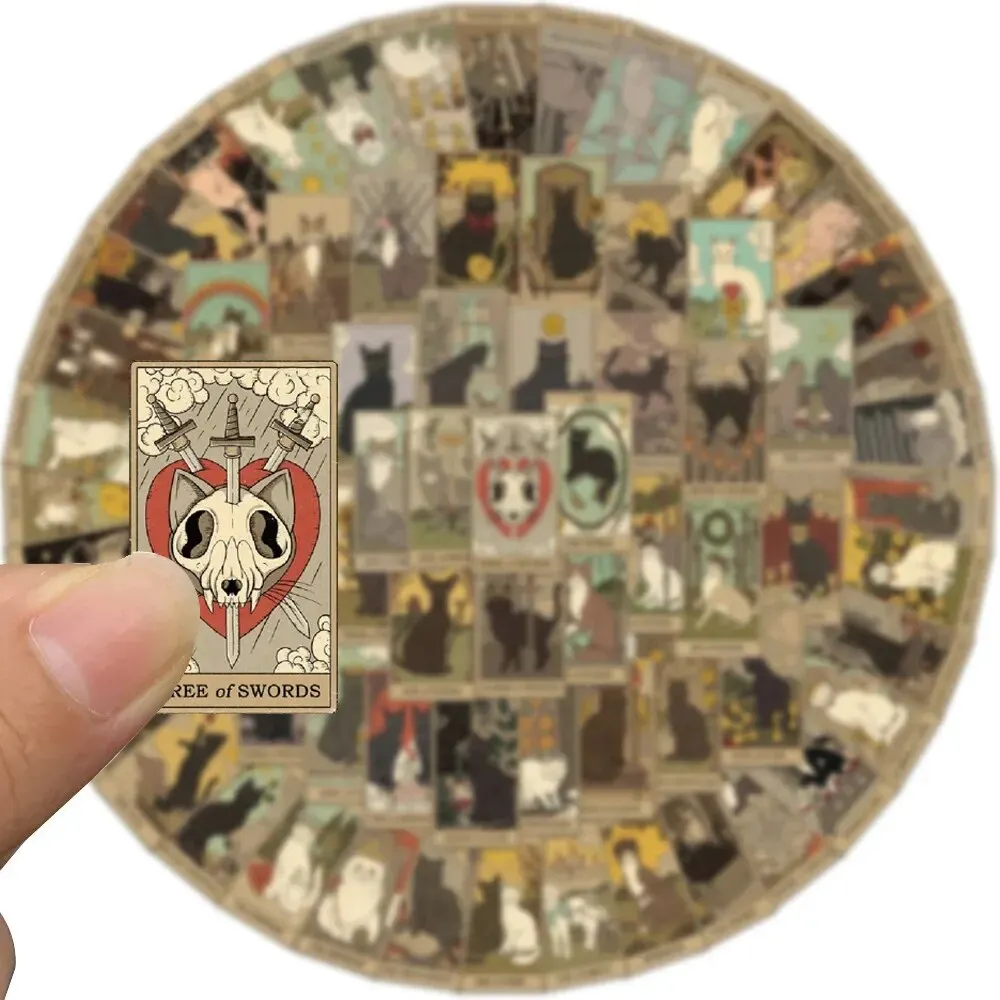 72-piece Cat Tarot Pai Graffiti Stickers Decorative Luggage Case Pen Guitar Notebook Waterproof Tearable Pvc Stickers