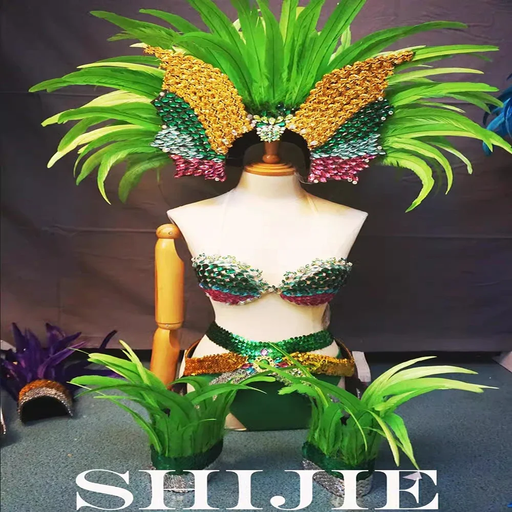 Bar, commercial, amusement park, gogo show, samba dance, multi-color feather performance costumes