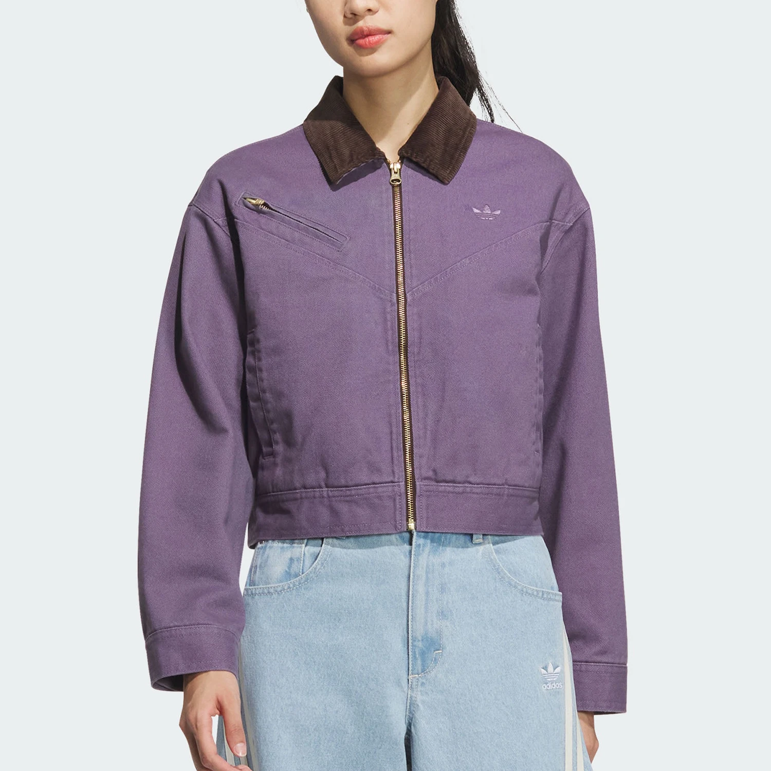 Adidas genuine clover ladies Short warm and loose sports cotton jacket JW9577