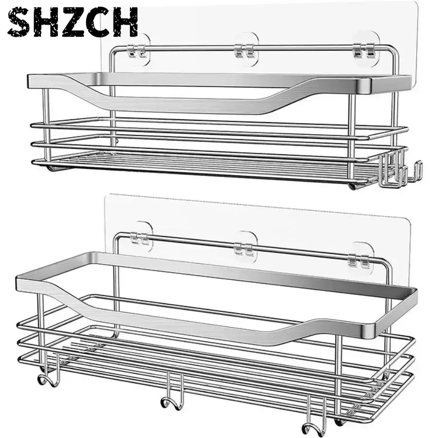 Bathroom Shower Organizer Shower Shelf Adhesive Stainless Steel Shelves Bathroom Storage No Drilling Wall Mounted Shower Rack