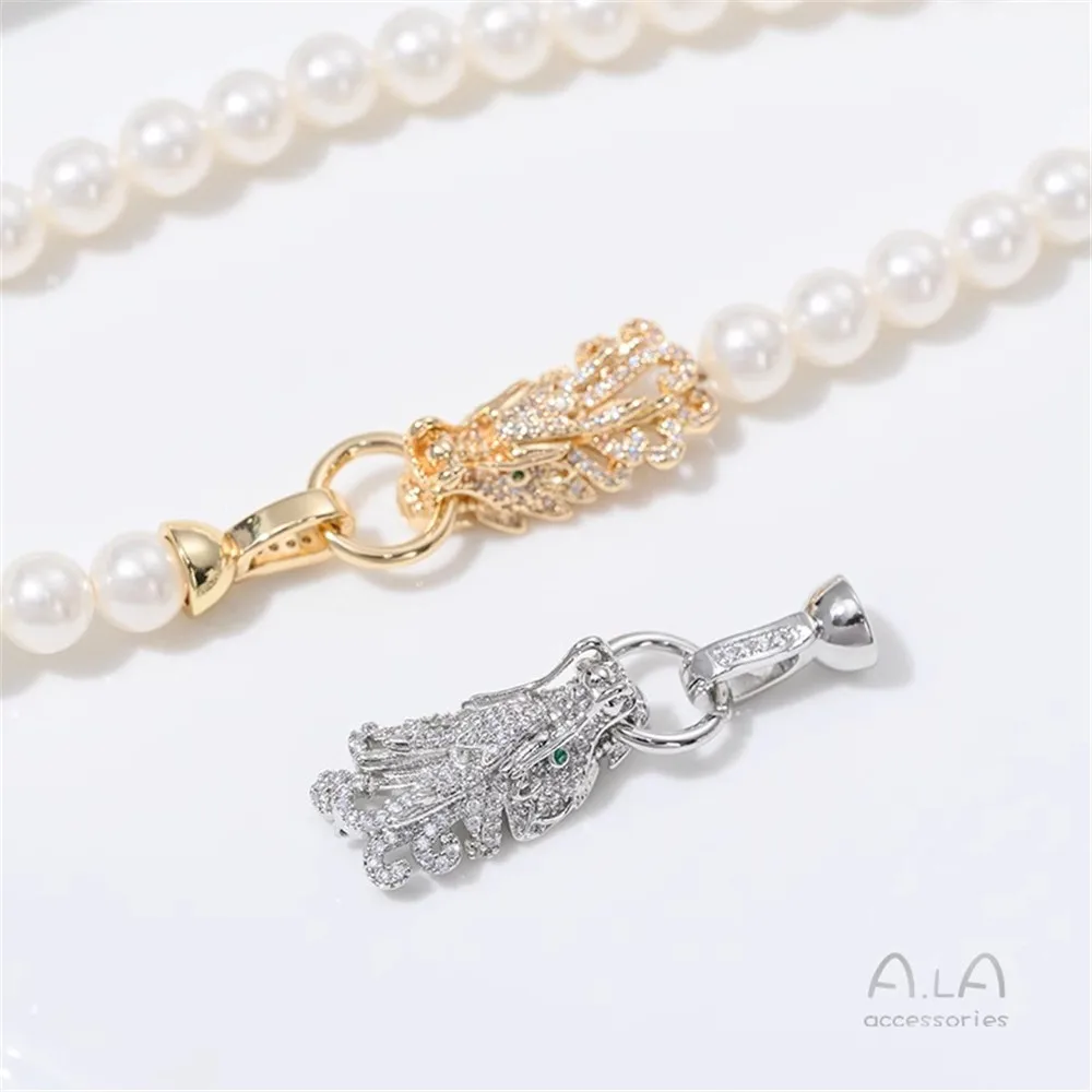 

1PCS 14K Gold Micro-inlaid Zircon Faucet Pearl Buckle Head Diy Handmade Necklace Bracelet Jewelry Buckle Accessories