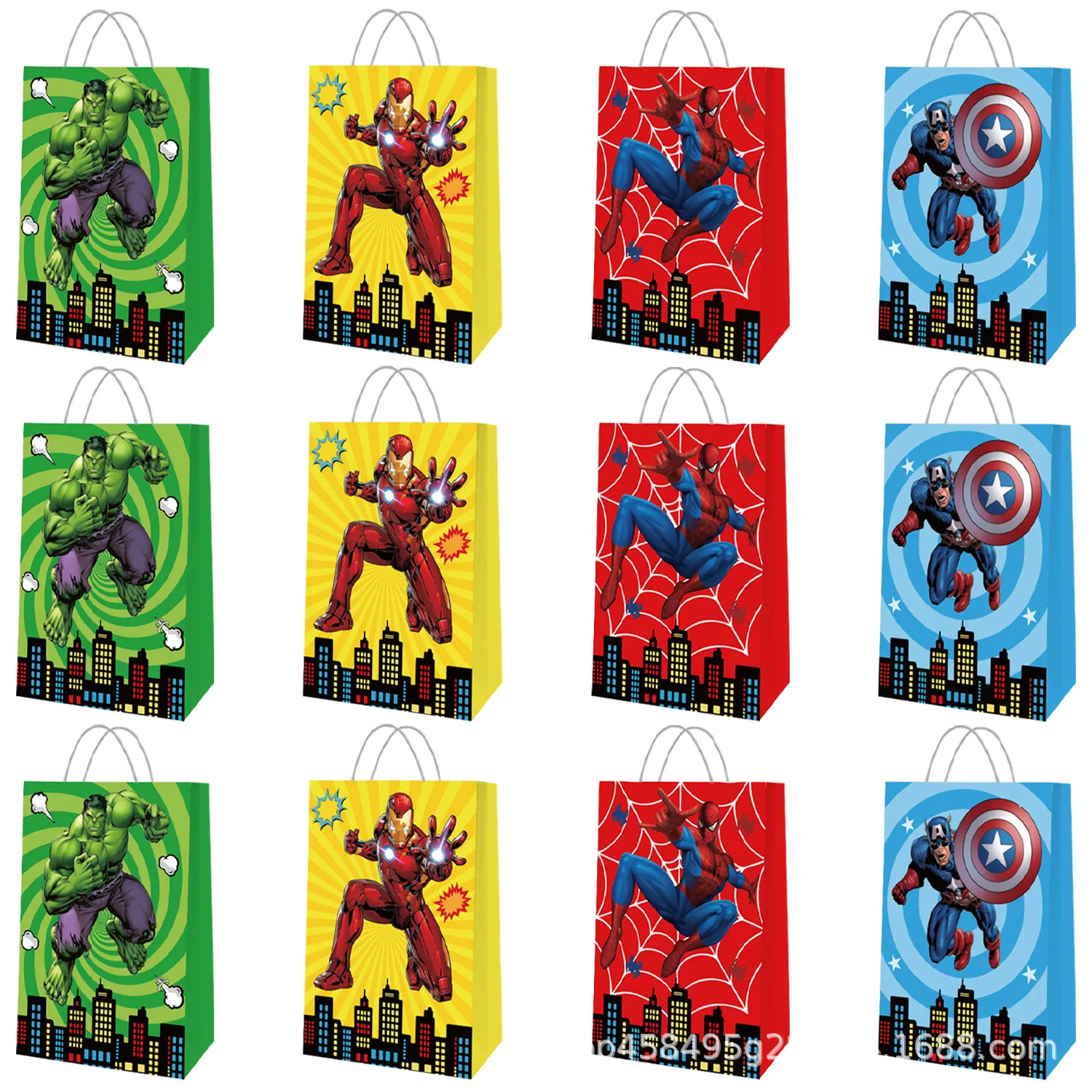 

in stock Hot selling Avengers themed gift paper bags birthday parties parties cowhide paper bags tote bags