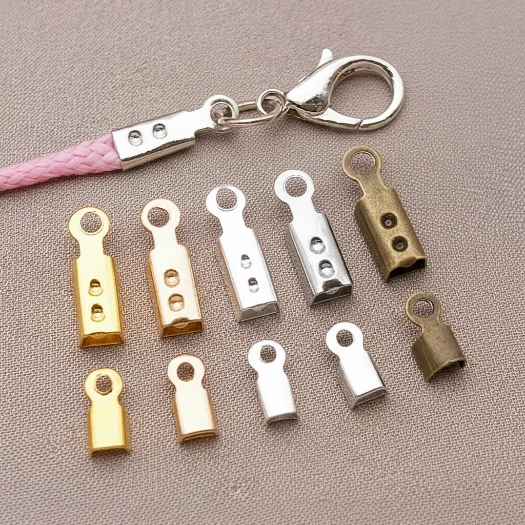 200pcs 3x6mm 3.5x10.5mm Folding Unclosed Open Crimp Ends Leather Cord End Tips Fasteners Clasp for DIY Jewelry Making Wholesale