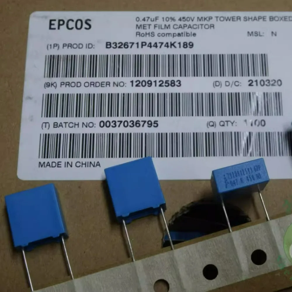 

10pcs/lot EPCOS 0.47uf/450v 470nf u47 474 Brand New 10mm Film Capacitor B32671P4474K