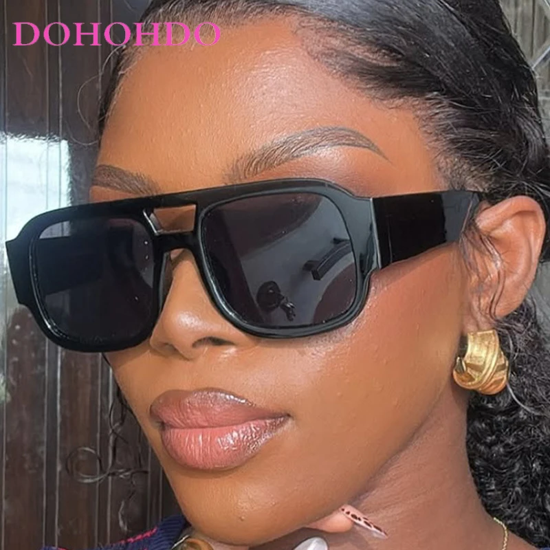 

Trendy Double Bridge Oversized Square Pilot Women's Sunglasses Brand Design Retro Men Sunglass Drive Travel Shade Eyewear UV400