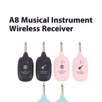 1 Juego de transmisor receptor de sistema inalámbrico de guitarra A8, transmisor de guitarra inalámbrico recargable incorporado