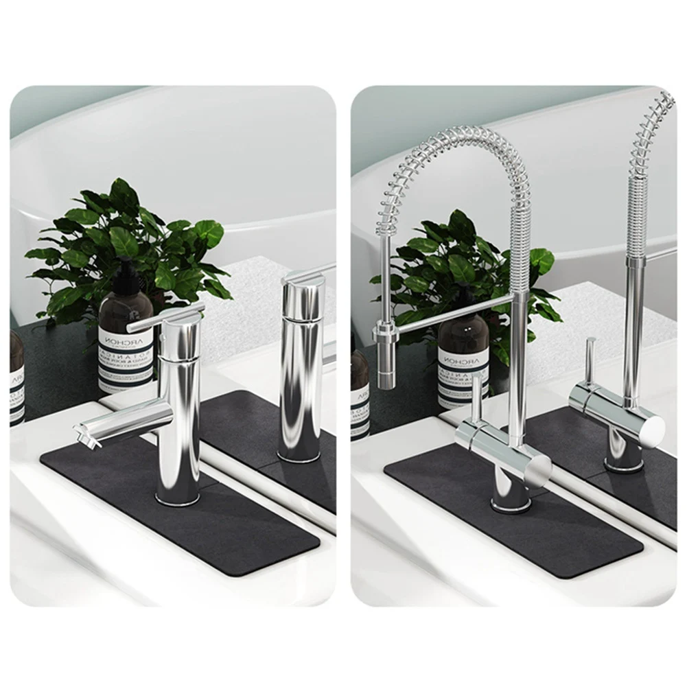 newyear828 Soft Diatomite Absorbent Faucet Floor Mat Bottom Waterproof Kitchen Sink Pad Splash-Proof Water Rug Bathroom 1