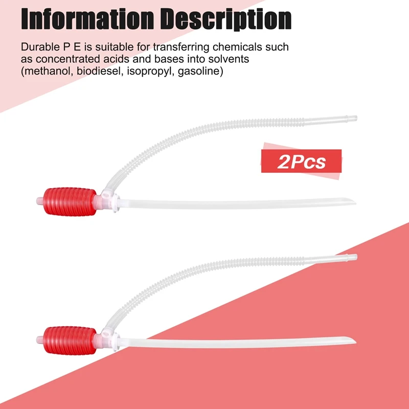 2Pcs Universal Fuel Transfer Siphon Pump - Large Squeezing Syphon For Lawn Mowers & Manual Pumping Petrol, Water,Alcohol