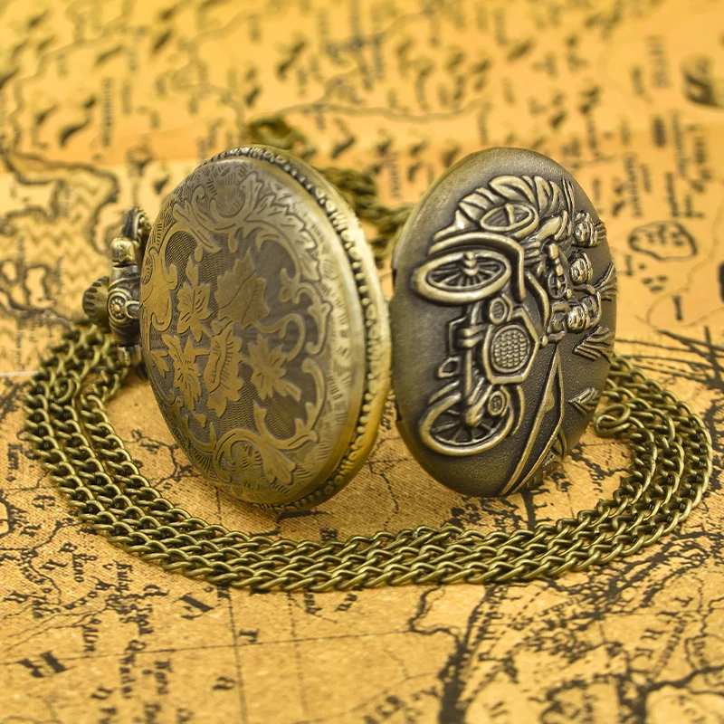 Винтажные бронзовые раскладные винтажные Резные кварцевые карманные часы с подвеской для автомобиля мужские и женские студенческие подарки