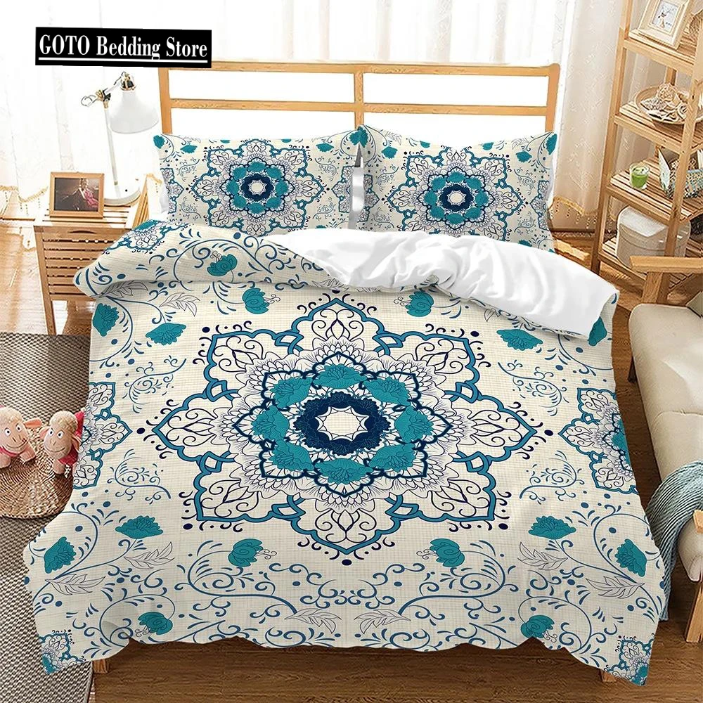 

Bohemian Home Textiles 3 Piece Set Print Mandala Datura Bedroom Cover Set Luxury,Jacquard Geometric Patterns Duvet Set King Size