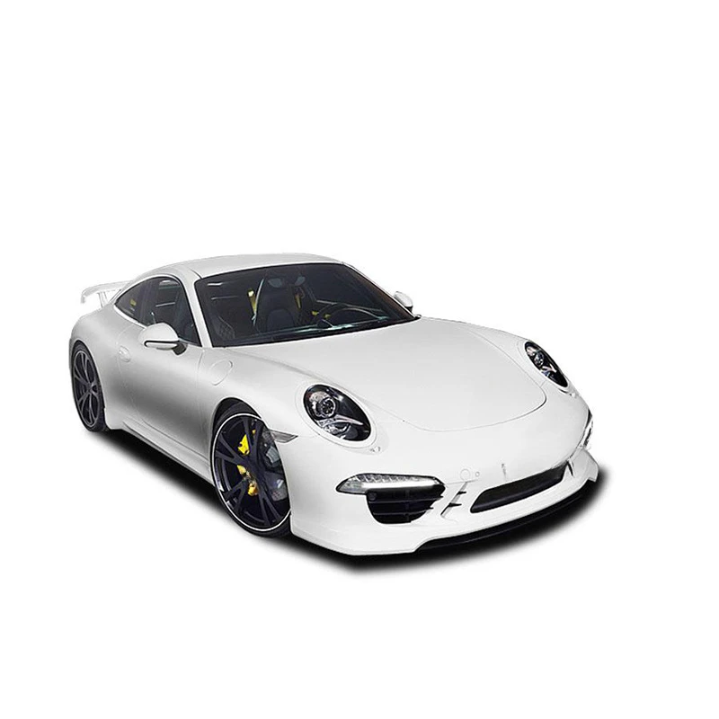 For Porsche 911 991 TECHART Style Carbon Fiber Small Body Kit (Front Lower Lip/Side Skirts/Rear Spoiler, Black Warrior Style)