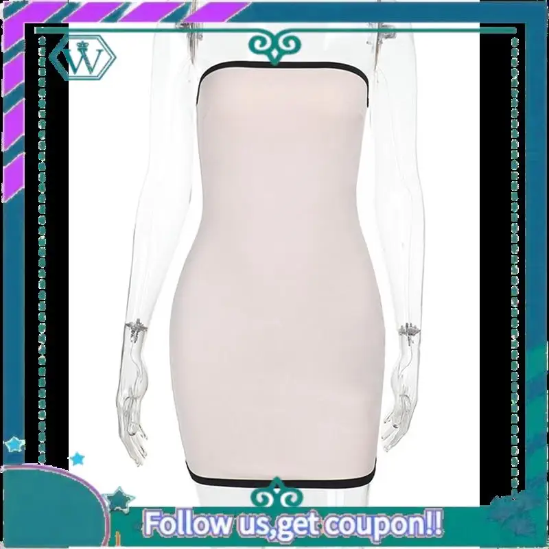 A09P Women's Stretchy Strapless Bodycon Mini Dress