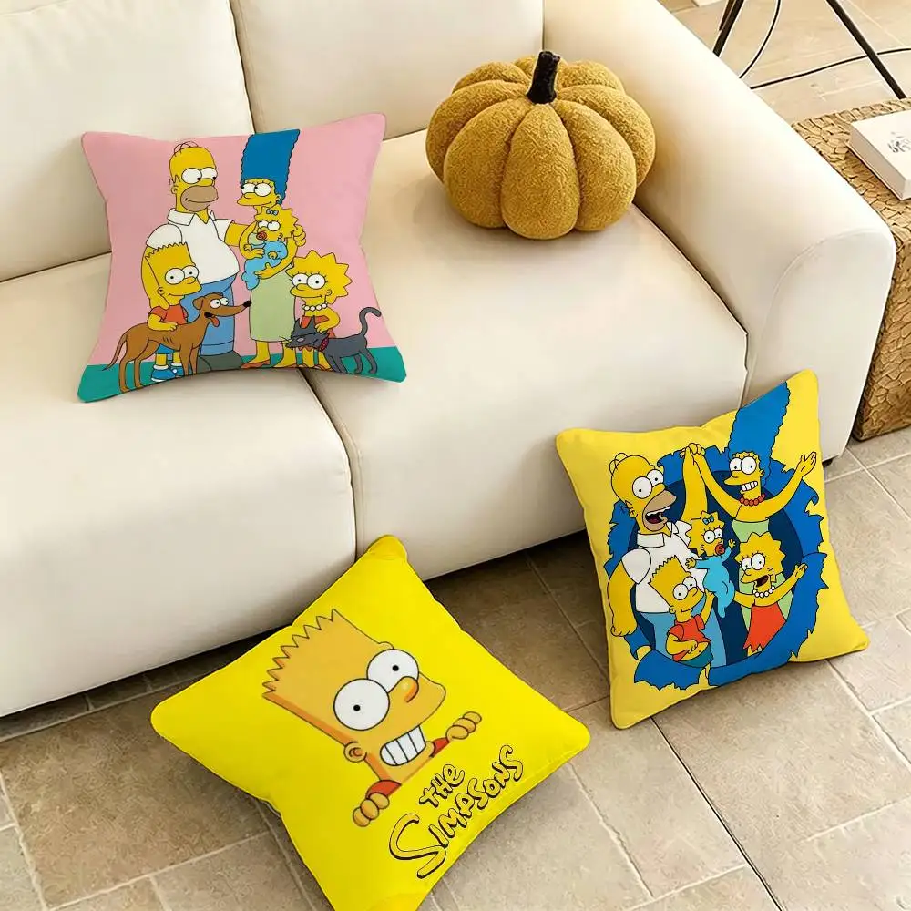 

Cartoon The S-SimpsonsS Square Double-Sided printed Pillow Case Bedroom Bedside Pillow Sofa Cushion Cover Gift