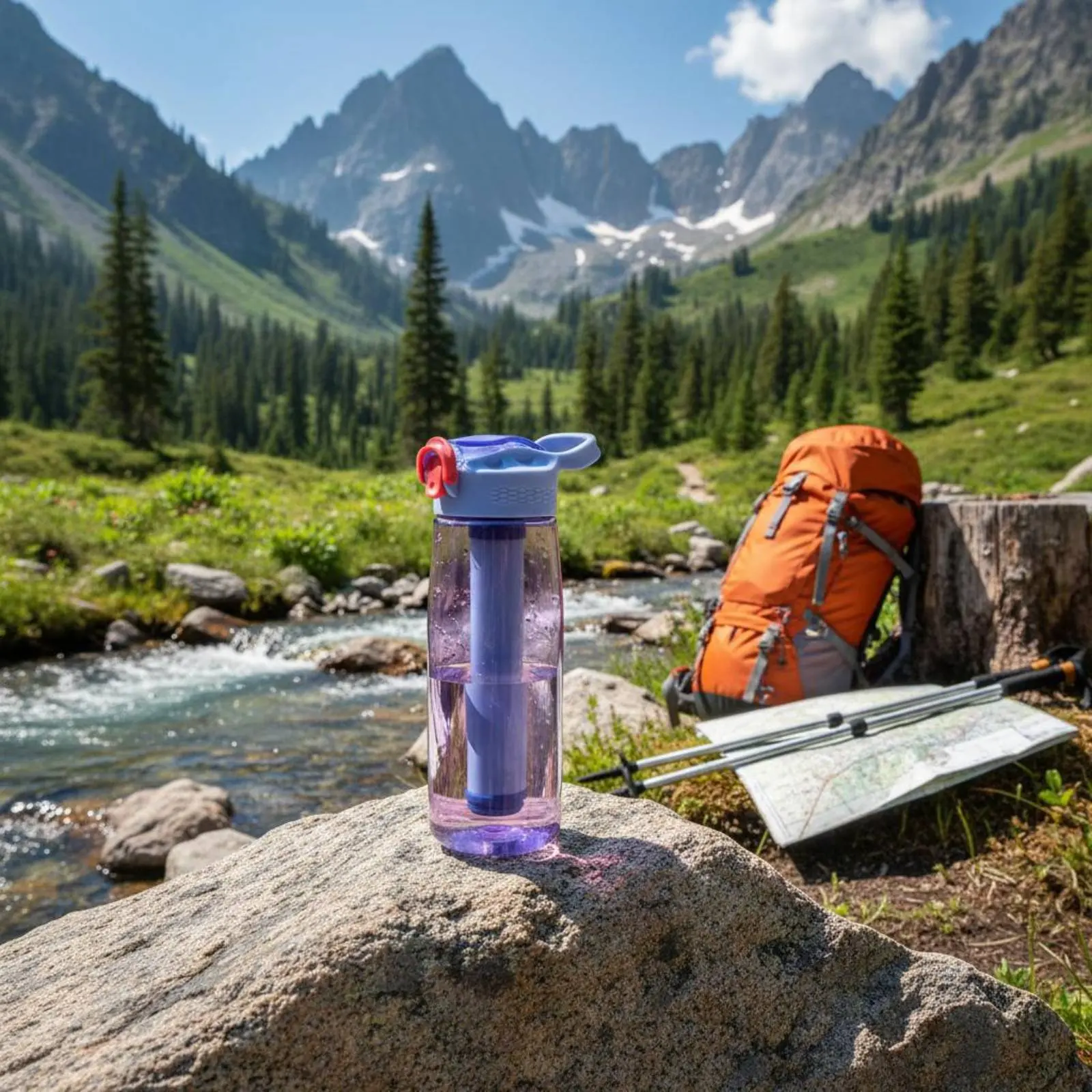 Botella Purificadora de Agua para Camping, Botella de Agua con Filtro Reutilizable, Equipo para Exteriores, Material Libre de BPA, Seguro para Excursionistas