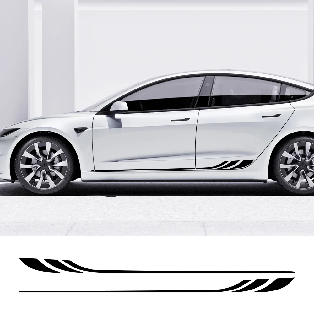 2Pcs Car Door Side Stickers For Tesla Model 3 Waterproof Vinyl Film Decoration PVC Decals Auto Styling Exterior Car Accessories