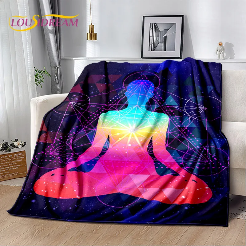 3D Yoga Zen Naturalize Meditation Rainbow 7 Chakra Blanket,Flannel Throw Blanket for Home Bedroom Bed Sofa Picnic Office Hiking