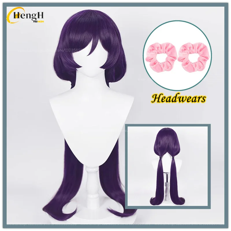 

In Stock Nozomi Tojo Synthetic Anime Long 100cm Purple Black Double Ponytail Wig And Headwear Heat Resistant Hair Halloween Wigs