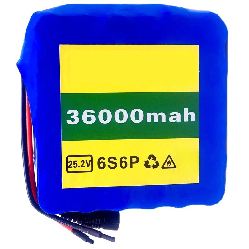 6S5P 6S6P 34Ah 36Ah 18650 Power Tools Lithium Battery for Bicycle Pedal Car Wheelchair Lawn Mower Batteries +25.2V 2A EU Charger
